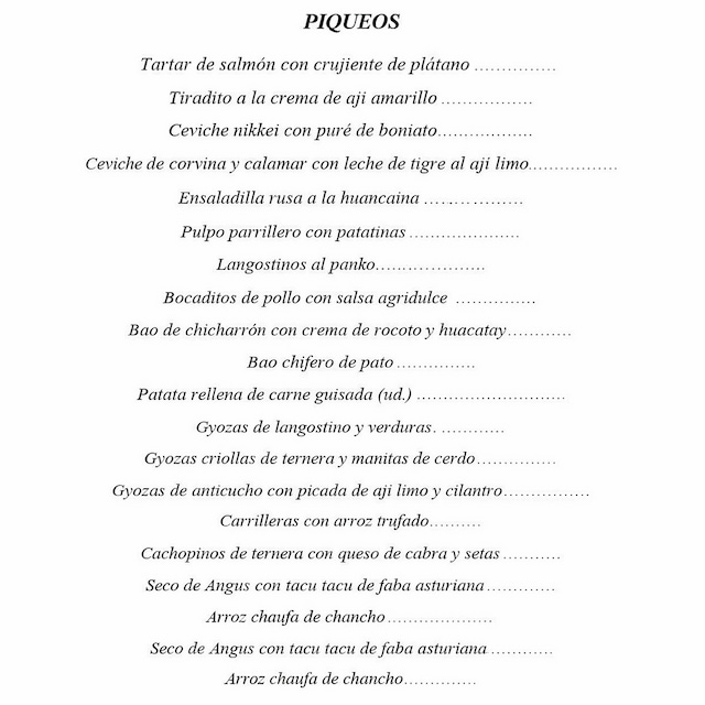 Menú Ronda 14 Pozuelo Abril 2026