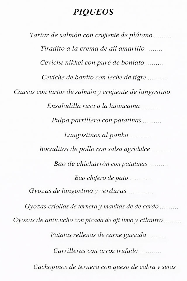 Menú piqueos Ronda 14 Avilés Abril 2026